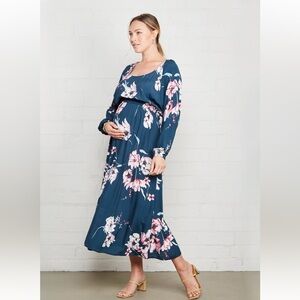 NWT Rachel Pally Crepe Yaritza Floral Maternity Dress in Teal Blossom (Size M)